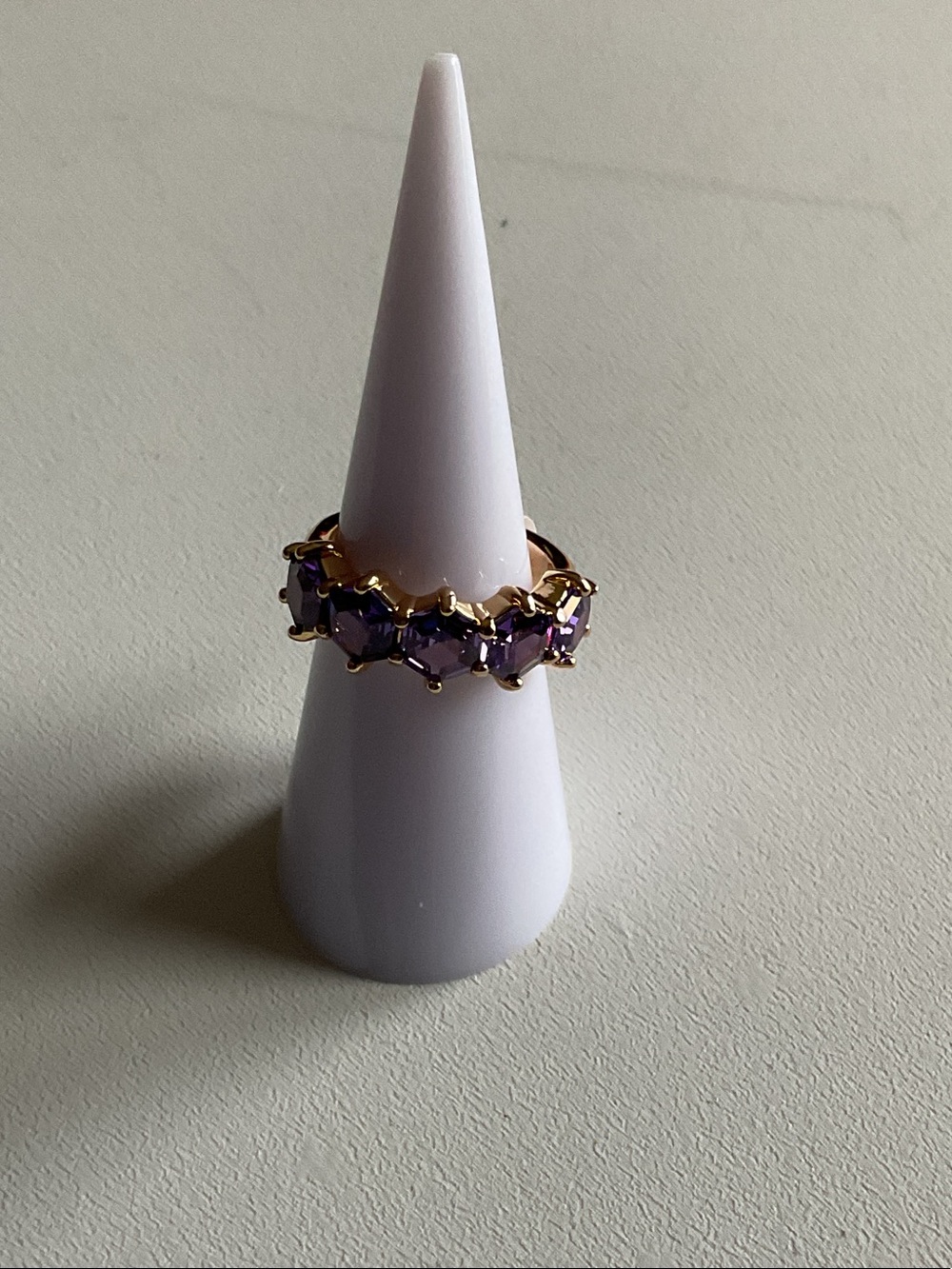 bp Gold-Tone Ring with Purple Stones